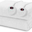 Heated Mattress Pad King Size - Embossed Electric Mattress Pad Cover Dual Control - 1-10 Hours Auto Shut Off with Deep Pocket White