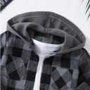 GORGLITTER Boy's Plaid Flannel Button Down Halloween Shirts Fall Long Sleeve Hooded Blouse Dressy Outfits Clothing, Size 6Y (Gray)