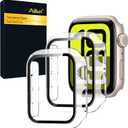 Ailun for Apple Watch SE 3/SE 2023/Series 6/5/4/SE Screen Protector [44mm], Ultra-Thin Hard PC Case Built in Tempered Glass for iWatch, Shockproof Cover with Button [2 Pack][Clear] (Transparent)