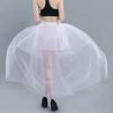 MisShow Women's Hi-Lo Long Tutu Tulle Bustle Skirt Elastic Waist Festival Party Skirt (White)