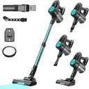 N3T Cordless Vacuum Cleaner,Wireless Stick Vacuum with 40mins Runtime,Self-Standing,Anti-Tangle Brush,Rechargeable Lightweight Vacuum Cleaner for Home,Hardwood Floor,Pet Hair, Carpet-Cyan Green