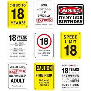 WERNNSAI 18th Birthday Party Decorations - 9PCS Wall Signs Funny Tags for Teens 18 Years Old Party Decor 18th Party Banner Table Centerpieces Door Wall Windows Signs Picture Props for Boys Girls