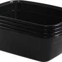 12 Quart Plastic Wash Basin Dish Pan Tub, 4 Packs, Black