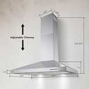 Hermitlux Range Hood 30 inch Stainless Steel, Wall Mount Vent Hood for Kitchen with Charcoal Filter, Ducted/Ductless Convertible