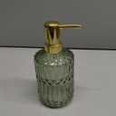 Glass Soap Dispenser 12oz/390ml for Bathroom Kitchen - Hand Soap/Lotion Dispenser with ABS Plastic Pump (Green)