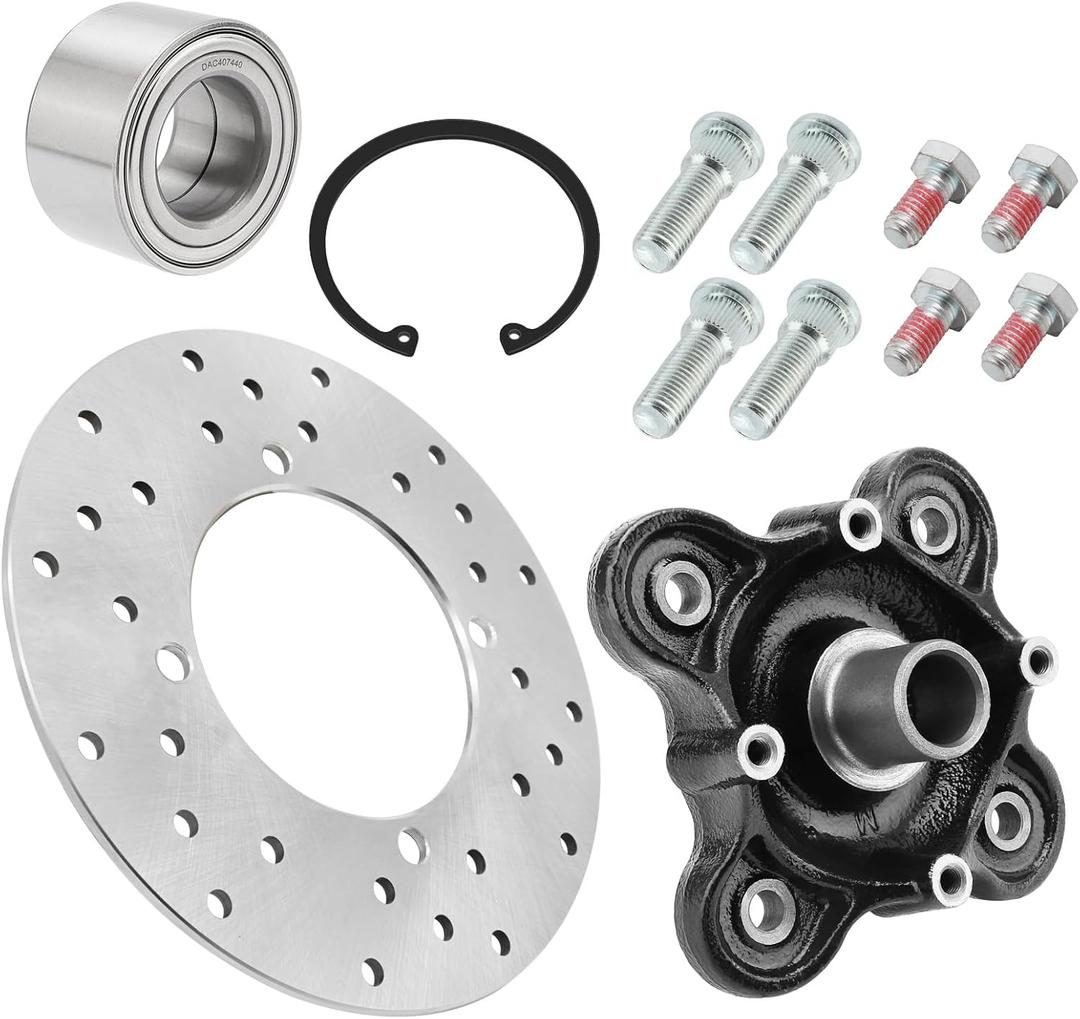 Rear Wheel Hub Bearing Studs Brake Rotor Kit for Polaris Ranger 900 1000 Diesel 570-Full-Size Brutus GEM eM1400 M1400 Pro-XD