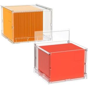 UMAIL File Box,Hanging File Organizer,Portable Storage Bins with Lids,Letter-size File Holder File Cabinet for Office/Home/Decor No Folders(2Pack)