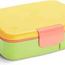Munchkin Lunch Bento Box for Kids and Toddlers, Includes Stainless Steel Utensils, BPA-Free, 18 Months and Up, Pink/Green/Yellow