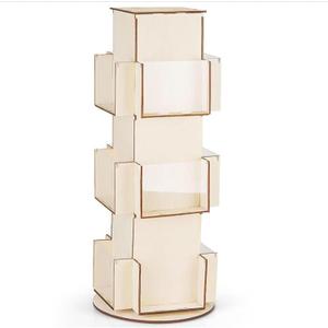 Natheeph Wooden Card Display Rotating Display Stand, 3 Tier Trading Card Display Stand, Greeting Card Display Stand for Vendors Card Collectors, Showing Sports Card, Brochure, Postcards, Sticker