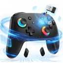 Hall Effect Bluetooth Controller with 2.4G Adapter, Wireless Switch Controller for Nintendo Switch 2/Switch/Lite/OLED, game controllers Compatible with PC/iPhone/Mac/iPad/iOS/Android/Phone/Steam and TV with Rotary Motors, RGB Hall Effect Joysticks/Macro Back Buttons/Turbo Modes/6-Axis/Motion (Black with 2.4G)
