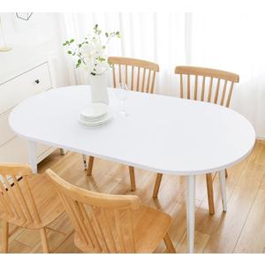 Wolkemer Fitted Oval Tablecloth Spandex Stretch White Cocktail Table Cover Elastic Edge Topper Cap for Dining Wedding Party Picnic 48 x 72 Inch