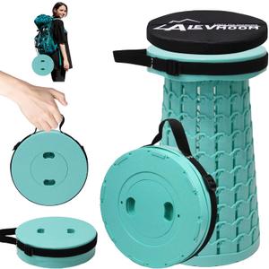 ALEVMOOM Upgraded Collapsible Stool with Cushion,600LBS Max Weight,18.1" Height Adjustable,Sturdy Portable Telescoping Stool,Folding Camping Stool for Outdoor Hiking Travel