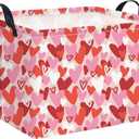HIYAGON Rectangular Valentines Basket Baby Girl Storage Bin Pink Basket Organizer Box Heart Room Decor(Valentines Heart)
