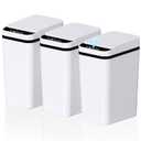 jinligogo 3Pack Bathroom Small Trash Can with Lid, 2.6 Gallon Touchless Automatic Garbage Can Slim Waterproof Motion Sensor Smart Trash Bin for Bedroom, Office, Living Room-White