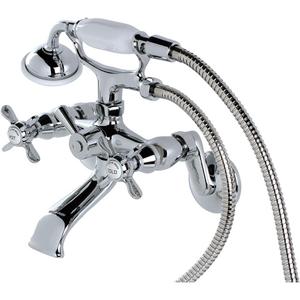 Kingston Brass KS286C ESSEX 3" to 9" Adjustable Centers Wall Mount Clawfoot Tub Filler with Hand Shower, Polished Chrome