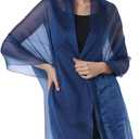Women Sheer Crepe Shawl - Lightweight Soft Shimmer Wrap for Evening Party, Travel & Festival - Versatile Elegant