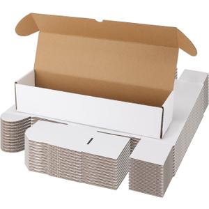 Bulk 1200 Capacity Trading Cards Storage Box, in Total 25 Pack Brown White Cardboard Shipping Boxes for 30000 Count 12pt 2.5x3.5 inch Cards or Sleeved Cards