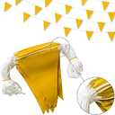 Preboun 197ft Pennant Banner Flags 9 x 12 Inch Safety Marking Flags Warn of Hazardous Areas Traffic Resistant Markers Warning Signs Rooftop Flagging for Construction Sites(9 x 12 Inch,Yellow)