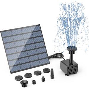 AISITIN DIY Solar Water Pump Kit for Water Feature Outdoor, Solar Powered Water Fountain Pump with 6 Nozzles for Bird Bath, Ponds, Garden, Fish Tank (1.5W)