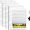 Changshade 6 Pack Temporary Window Blinds,Light Filtering Pleated Paper Shades for Indoor Windows,Cut to Size Adhesive Window Shades with 12 Clips,No Drill and Easy to Install,36" W x 72" H,White