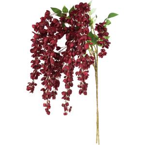 2Pcs Wisteria Artificial Flowers Branches 43In Fake Wisteria Floral Hanging Plant for Party Floor Vase Balcony Wedding Floral Arrangement Decoration (Red)