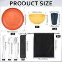 32-Piece Wheat Straw Dinnerware Set, Unbreakable Portable Camping Mess Kit with Plates & Bowls, Dishwasher & Microwave Safe for Family, Picnics & Travel (Colorful)