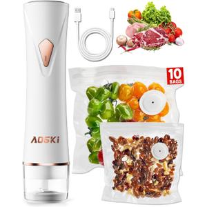 Compact Vacuum Sealer for Food Sealer: Handheld Portable Vacuum Sealer Machine for Food Storage, Rechargeable Food Vacuum Sealing for Kitchen Travel Fridge Meal Prep, Gifts for Mom, Wife, Chef & Home (Small, White)