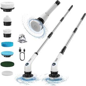 PunaFlex Shower Scrubber with Long Handle: Cordless Electric Spin Scrubber, Power Scrubber Brush for Cleaning Bathroom, Tub, Tile and Floor