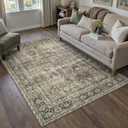 Vintage Area Rug 4x6 Brown Entryway Office Washable Carpet Non Slip Bedroom Indoor Living Room Door Mat Low Pile Traditional Distressed Retro Accent Rug for Dining Room Bathroom Kitchen