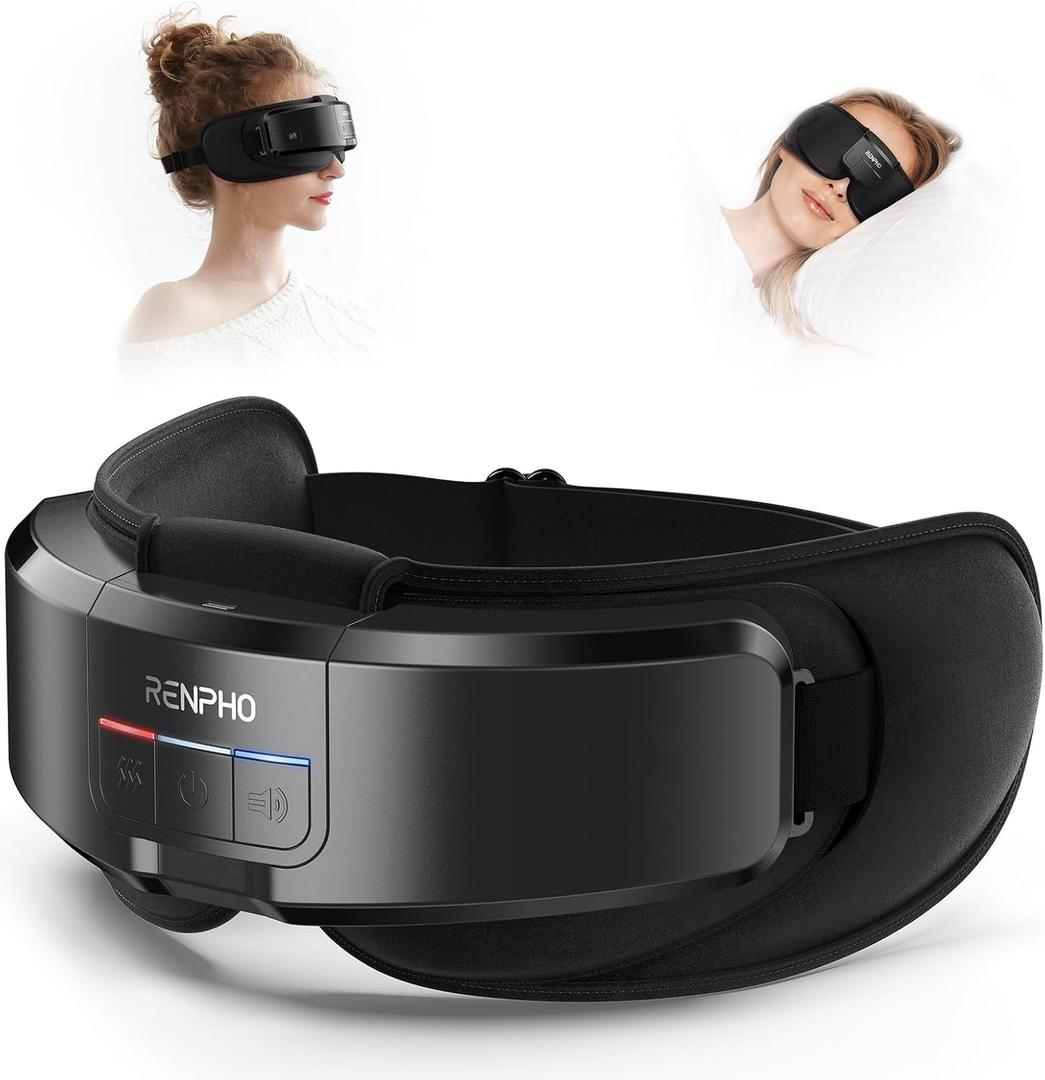 RENPHO Eyeris Shift Eye Massager for Migraines, Heated Eye Massager & Sleep Mask for Relaxation, Birthday Gifts for Women/Men/Mom/Dad, Music Temple Fack Mask Massager, Improve Sleep