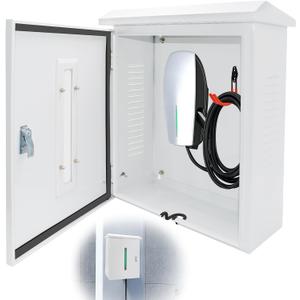 EV Charger Cover for Tesla Universal Wall Charger, EV Charger Box for Outdoor, Features Two Sizes of Cable Entry Ports for Various Charger Types, Waterproof and Dustproof, 23.6 x 16.9 x 8.3''