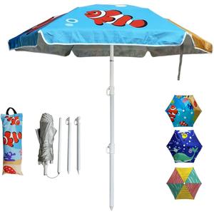 LOTTAFUN Water Table Umbrella 5ft Beach Umbrella - Heavy Duty Wind Resistant UV 50+ Portable Sun Shade with Sand Anchor & Carry Bag, Outdoor Folding Umbrella for Beach,Pool,Patio,Garden (Fish)
