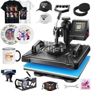 WHUBEFY Heat Press,5 in 1 Tshirt Printing Machine 15"x12" Digital Industrial Heat Transfer Machine,Sublimation Heat Press Machine for T Shirts/Mug/Cap/Plate/DIY