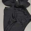 Charmo High Waisted Maternity Swimsuit Bikini Set V Neck Pregnancy Bathing Suits Push Up Two Piece Swimwear (Small, #1a Black)