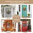 Interchangeable Welcome Sign for Front Door with 4 Seasonal Wreaths and 14 Changeable Icons, Farmhouse Front Door Signs, Door Decoration Porch Decor, Seasonal Wooden Home Sign home dcor (6wood)