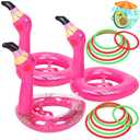 2  PCS Flamingo Inflatable Ring Toss Game - Pool Party Toys Supplies Luau Decorations
