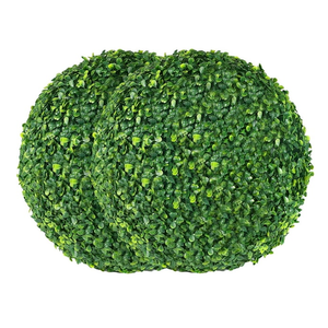 AILANDA 2 PCS 16'' Artificial Plant Topiary Ball for Outdoor, Faux Boxwood Balls Garden Spheres Decorative Balls with 8 Layers Leaves Faux Plant for Backyard, Porch, Wedding and Spring Home Décor