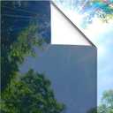Coavas One Way Privacy Window Film, Sun Blocking Reflective Window Film See Out Not in, Heat Control Window Tint for Home, Anti UV Static Cling for Windows Office Door (Silver, 35.4 Inch X 13.1 Feet)