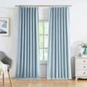 Pinch Pleated Blackout Curtain Panels with Full Blackout Liner Linen Texture Window Treatment Sets with Back Tab for Living Room Bedroom Thermal Insulated Drape with 9 Hooks, 40"x90"x2, Dusty Blue