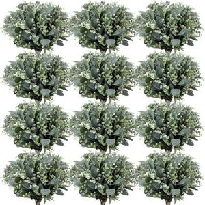 Janinka Mixed Eucalyptus Leaves Stems Bulk with White Seeds Artificial Silver Dollar Leaves Sprays Faux Oval for Wreath Garland Floral Bouquets Arrangement Wedding Greenery Decoration(60 Pcs)