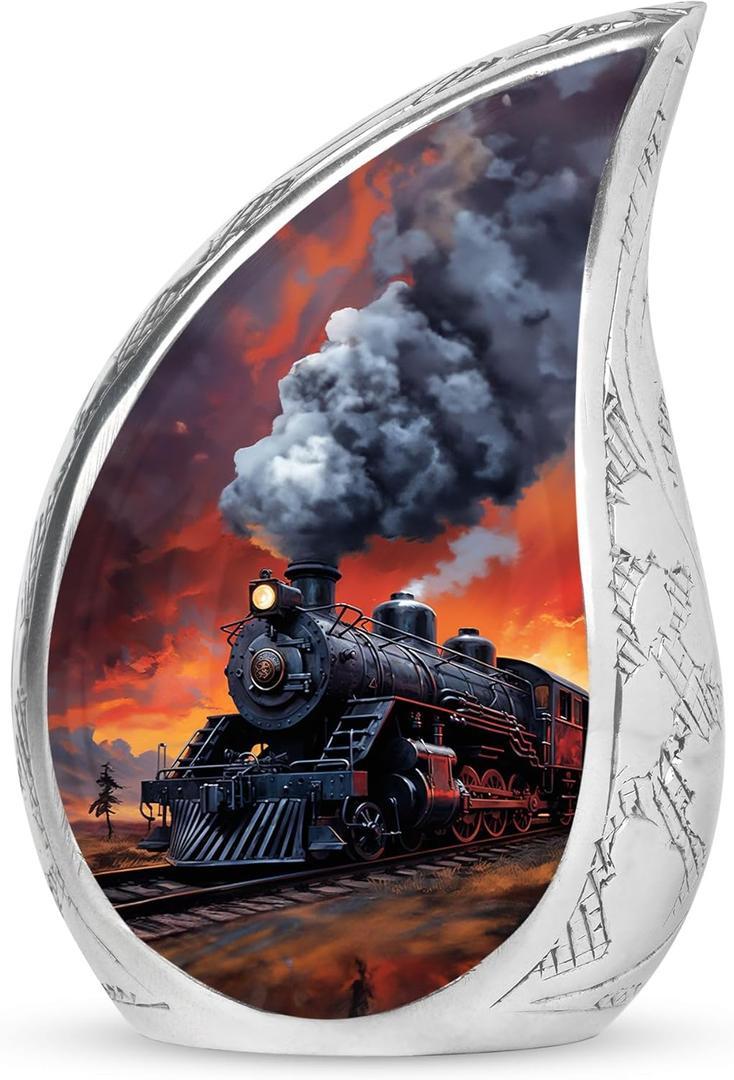 Fiery Sunset Express Urns for Human Ashes Adult Female, Small Cremation Urn for Human Ashes Adult Male, Funeral Mini Handcrafted Urns 3Inch (Pack of 1)