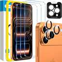 Fotbor Compatible for 3 Pack iPhone 17 Pro Max Screen Protector with 1 Set Camera Lens Protector, 2025 Upgrade 9H+ Premium Tempered Glass 17 Promax, Easy Installation Kits, 6.9 inch (Transparent)