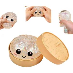 Glitter Dumpling, NEW Glitter Dumpling Squishy Box, Dumplings Squishy, Anxiety Relief Fidget, Soft Squeeze Decompression Dough (Style A)