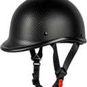 Motorcycle Helmet Half Shell Hawk Style Helmets Compact Lightweight Open Face for Motorcycle Street Bike Cruiser Moped- DOT Approved (Carbon Fiber, Medium)