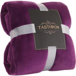 TASTHROW Large Flannel Fleece Throw Blanket, 60x80 Inch - Cozy Lightweight Thick Blanket - All Seasons Suitable for Women, Men and Kids (Purple)