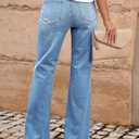 LookbookStore High Waisted Ripped Flare Jeans for Women Distressed Bell Bottom Jeans Wide Leg Pants (Blue, M)