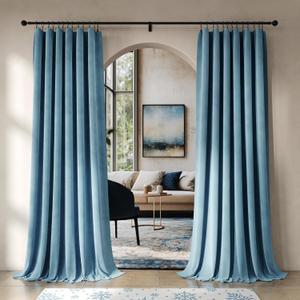 Beauoop Light Sage Velvet Curtains 90 Inches Long 2 Panels for Bedroom Living Room Soft Luxury Room Darkening Thermal Insulated Soundproof Rod Pocket Window Treatments Drapes, 52X90 Set of 2 