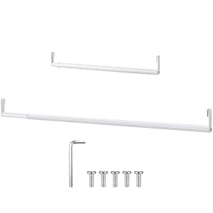 Threehoney Expandable Closet Rod for Wire Shelf Hanging Clothes Adjustable Heavy Duty Closet Hanging Rod Extender Heavy Duty Hanger Bar Metal Poles for Wardrobes Hanger, 1 Pack(36-60 Inch,White)