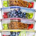 PrepNaturals 4 Pack 34 Oz Glass Meal Prep Containers - Dishwasher Microwave Freezer Oven Safe - Glass Storage Containers with Lids (Multi-Compartment)