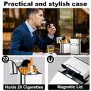 4 x Cigarette Case, Brushed Aluminium with Magnetic, Up to 20 Cigarettes for 85mm King Size (Silver)